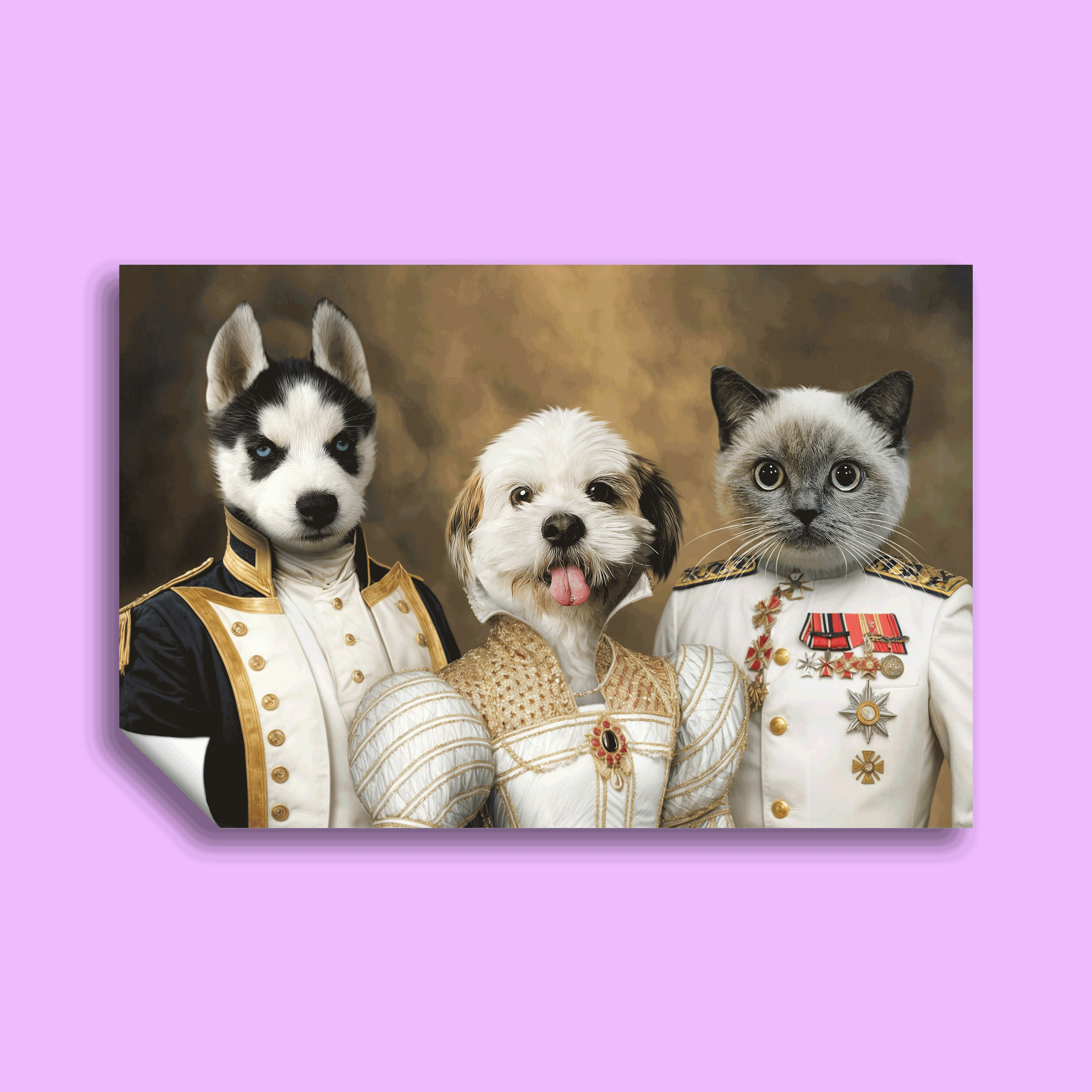 Regal Trio – Custom Multi-Pet Portrait